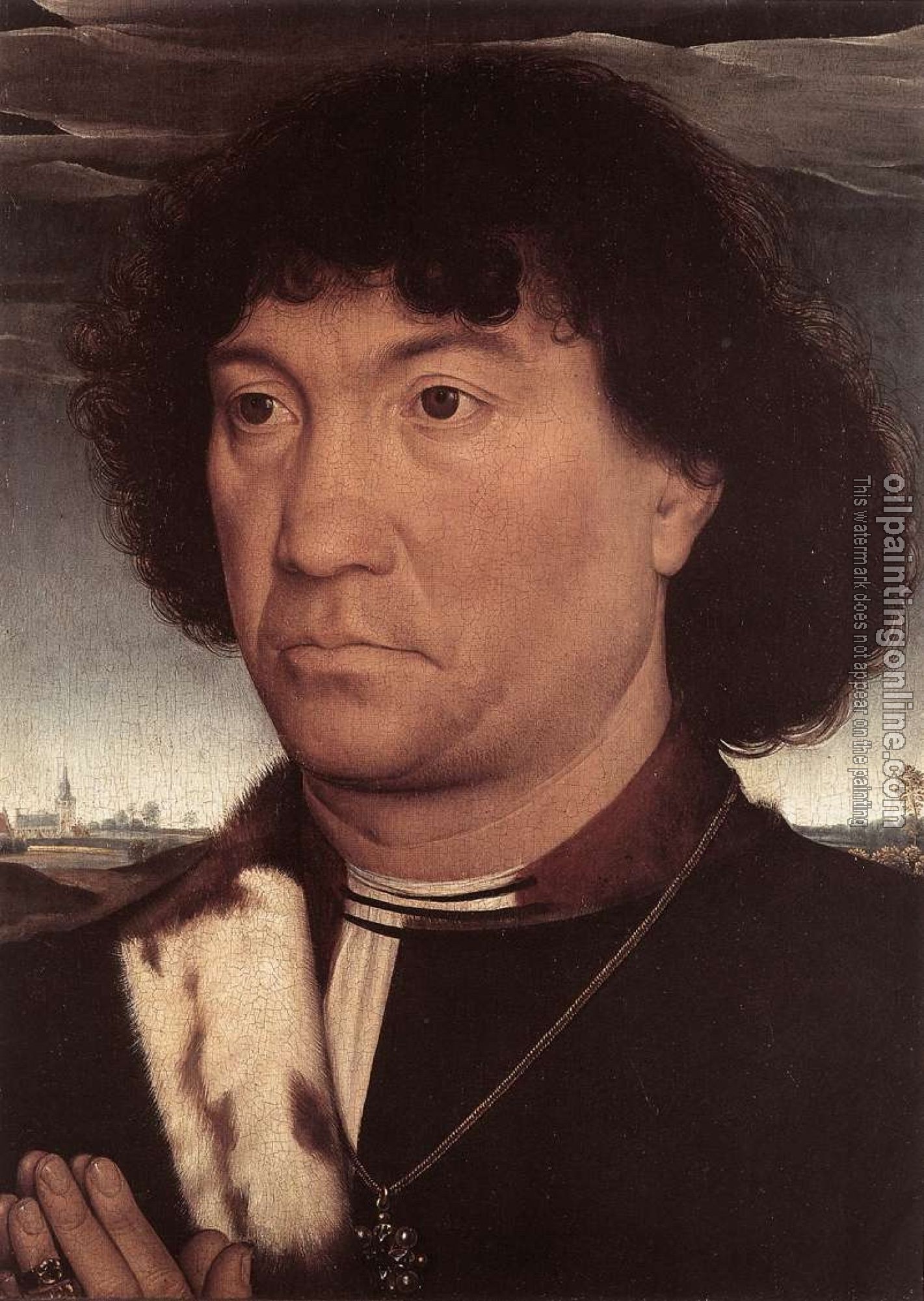 Memling, Hans - Portrait of a Man at Prayer before a Landscape